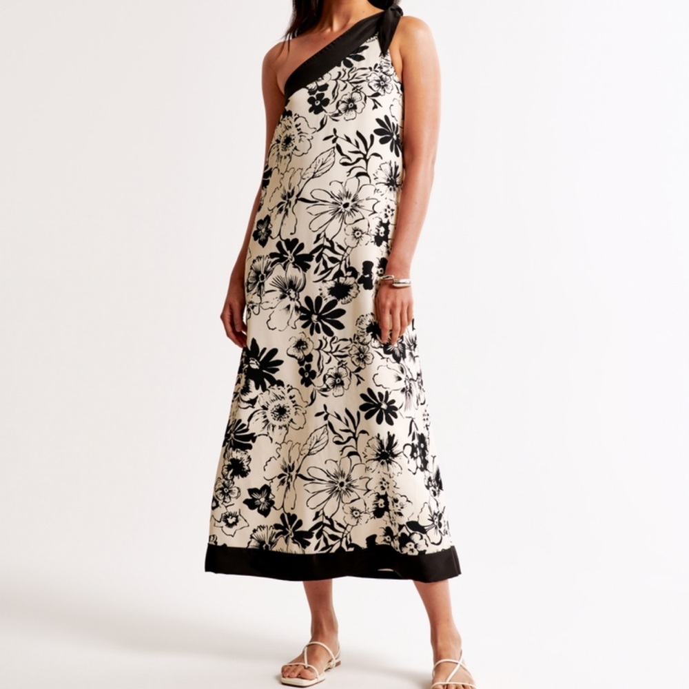 One shoulder scarf midi dress